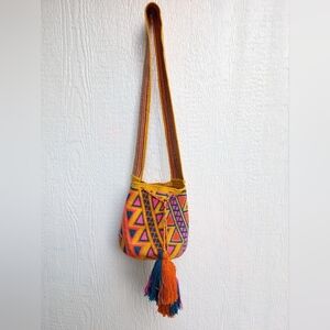 Handmade "The Way U" Wayuu Mochila Bag Colombian Tribal Colorful Boho Hippie